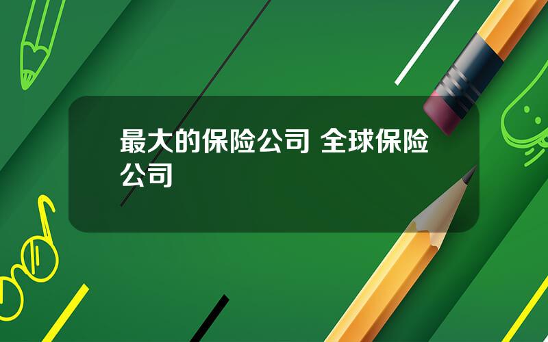 最大的保险公司 全球保险公司